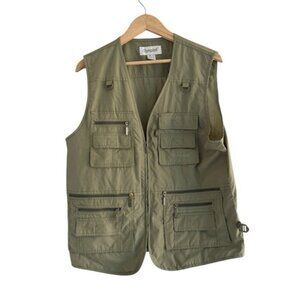 OlympinA Tactical Utility Vest Fishing 13 Pocket Men's Sz L Khaki Green